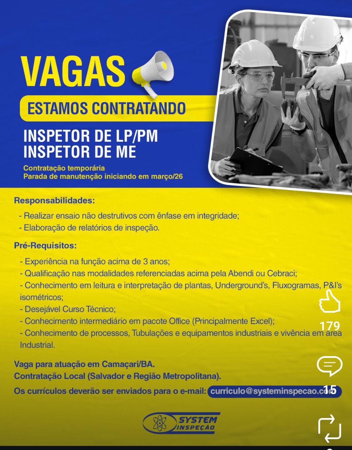 Inspetor de LP/PM e Inspetor de ME